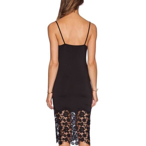 Free People Intimately S Slip Dress Black Stretch True Slinky Lace Hem NEW - Picture 2 of 9